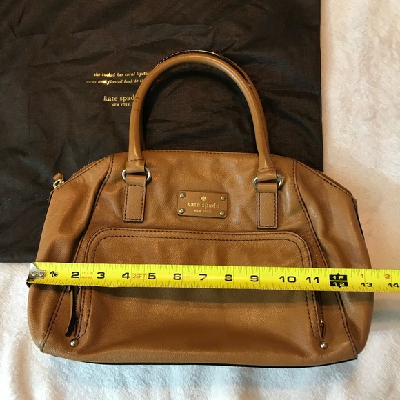 Kate Spade New York Tote Bag Purse Cognac Brown Leather Handbag with dust bag - Picture 15 of 16